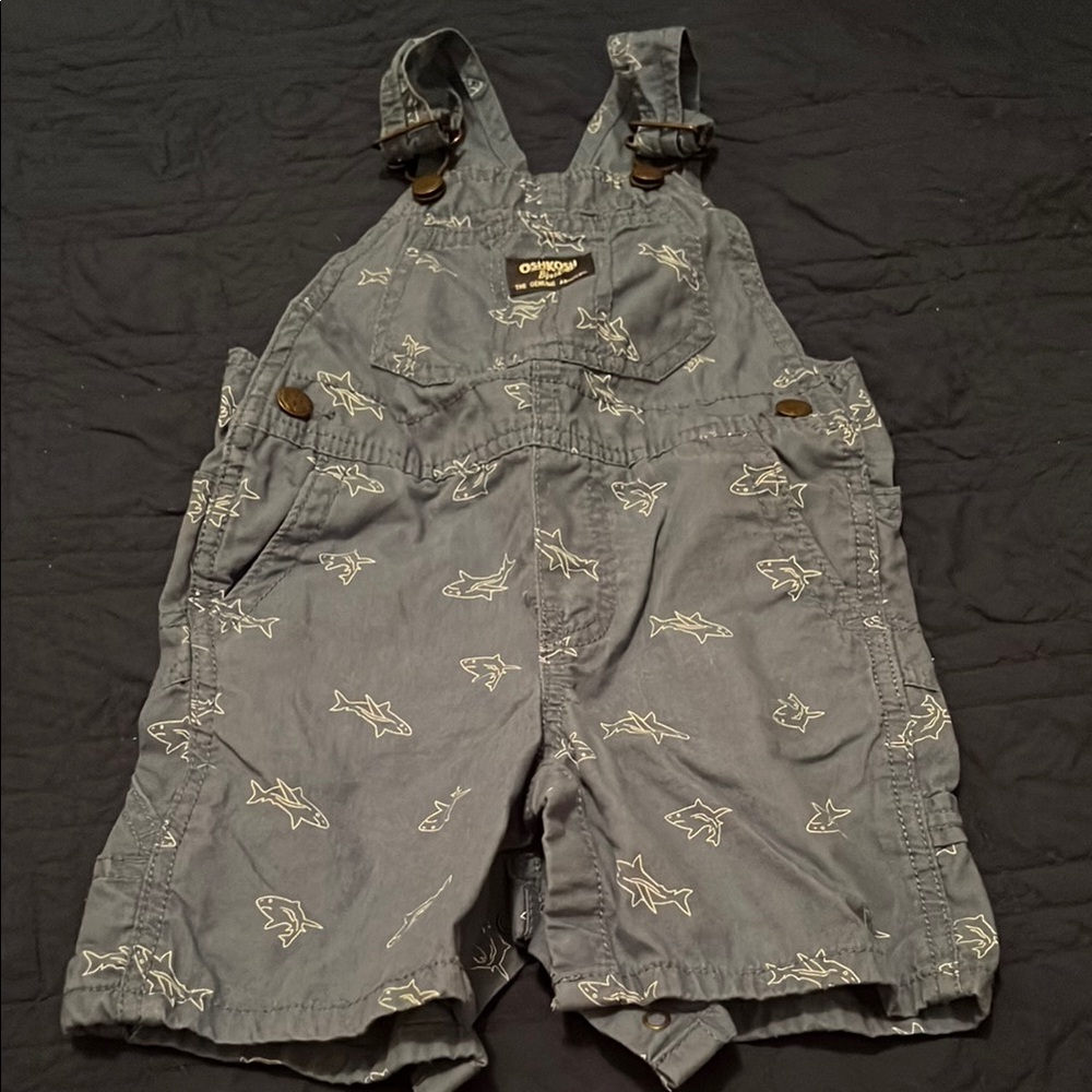 OshKosh B'gosh Blue Shark Print Overalls 24m